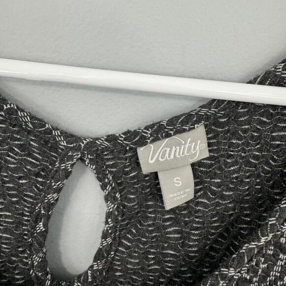 Vanity Cap Sleeve Fit & Flare Dress Women's Size Small Dark Gray & White Pockets - Picture 5 of 9